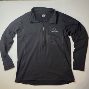 Realtree Half-Zip Pullover Black Waffle 21in P2P Medium